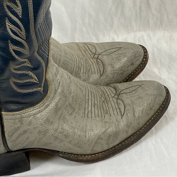 Tony Lama Men’s Gray Western Cowboy Boots Size 7 B Style 8086 - Picture 5 of 16